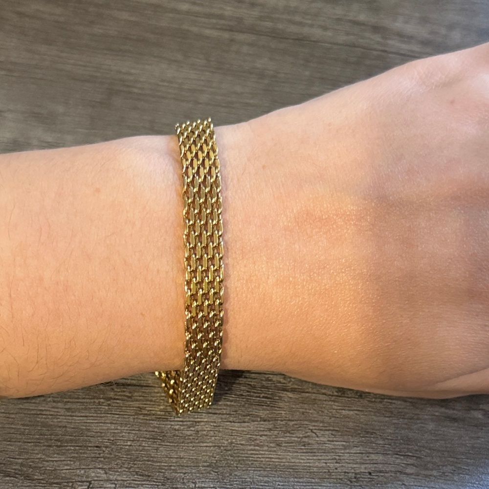 Gold plated stainless steel mesh bracelet